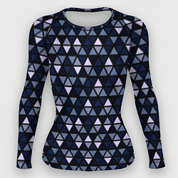 Рашгард женский Чёрно-синий паттерн треугольники, цвет: 3D-принт