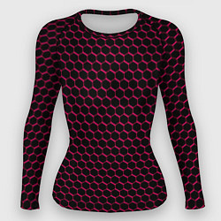Рашгард женский Чёрно-розовый паттерн соты, цвет: 3D-принт