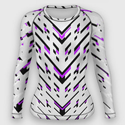 Рашгард женский Black and purple stripes on a white background, цвет: 3D-принт