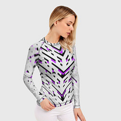 Рашгард женский Black and purple stripes on a white background, цвет: 3D-принт — фото 2
