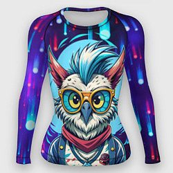 Рашгард женский Сова модница на стиле, цвет: 3D-принт