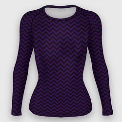 Рашгард женский Чёрно-фиолетовый ломаные полосы, цвет: 3D-принт