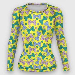 Рашгард женский Яркий паттерн с бантами, цвет: 3D-принт