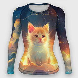 Рашгард женский Котик и космические созвездия, цвет: 3D-принт