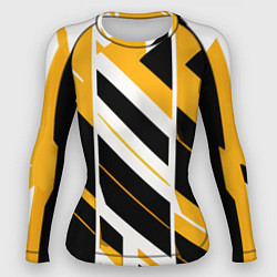 Рашгард женский Black and yellow stripes on a white background, цвет: 3D-принт