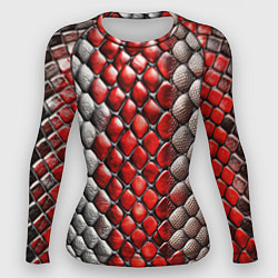 Рашгард женский Змеиная объемная текстурная красная шкура, цвет: 3D-принт