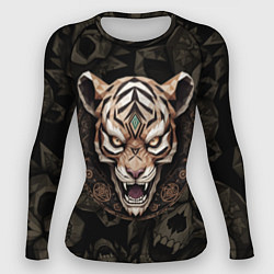Рашгард женский Магический тигр с древними рунами, цвет: 3D-принт