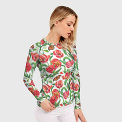 Рашгард женский Красные тюльпаны, цвет: 3D-принт — фото 2