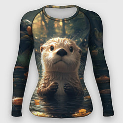 Женский рашгард Выдра в летнем пруду