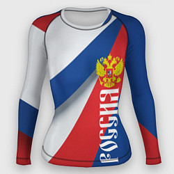 Рашгард женский Цвета флага России и герб, цвет: 3D-принт