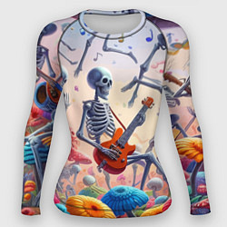 Рашгард женский Соло скелета на гитаре - сюрреализм, цвет: 3D-принт
