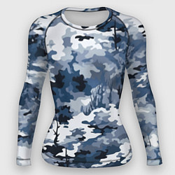 Рашгард женский Камуфляж серо синий, цвет: 3D-принт