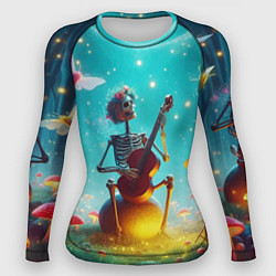 Рашгард женский Музыкальное трио скелетов дает ночной концерт, цвет: 3D-принт