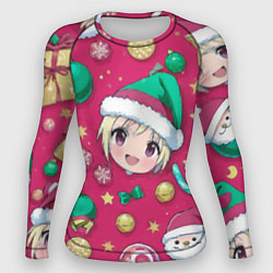 Рашгард женский Новогодние рисунки аниме, цвет: 3D-принт
