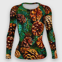 Рашгард женский Елочные ветки с шишками, цвет: 3D-принт