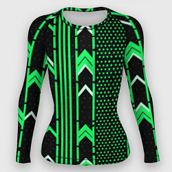 Рашгард женский Зелёные обои на чёрном фоне, цвет: 3D-принт