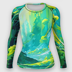 Рашгард женский Зелёная кислотная абстракция, цвет: 3D-принт