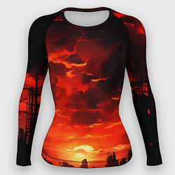Рашгард женский Багровый апокалиптический закат, цвет: 3D-принт