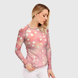 Рашгард женский Сияние праздничных огоньков на розовом фоне, цвет: 3D-принт — фото 2