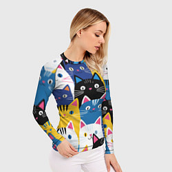 Рашгард женский Много цветных котиков, цвет: 3D-принт — фото 2
