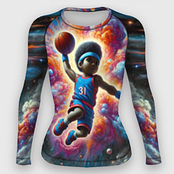 Рашгард женский Бейсболист и космос, цвет: 3D-принт