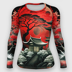 Женский рашгард Пейзаж Японии в красном цвете