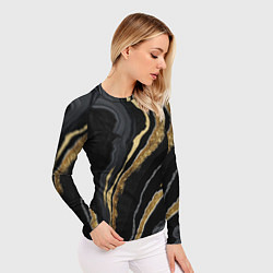 Рашгард женский Узоры черного мрамора с золотом, цвет: 3D-принт — фото 2