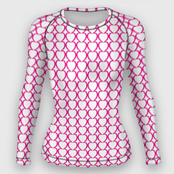 Рашгард женский Контурный паттерн соединённые сердца, цвет: 3D-принт