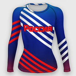 Женский рашгард Россия на фоне цветов флага