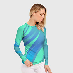 Рашгард женский Нежный голубой с полосами градиент, цвет: 3D-принт — фото 2