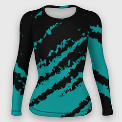 Рашгард женский The color is black and light blue, цвет: 3D-принт