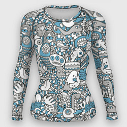 Женский рашгард Дудлинг серо-голубой