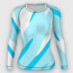 Рашгард женский Белый с голубым абстракция, цвет: 3D-принт