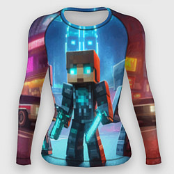 Женский рашгард Minecraft - ai art neon glow