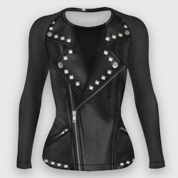 Рашгард женский Кожаная косуха с клепками, цвет: 3D-принт