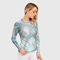 Рашгард женский Серо-бирюзовый абстрактный, цвет: 3D-принт — фото 2