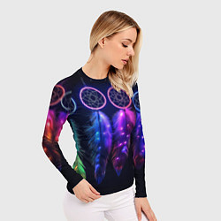 Рашгард женский Ловцы снов - свечение перьев, цвет: 3D-принт — фото 2