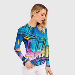 Рашгард женский Космический город, цвет: 3D-принт — фото 2