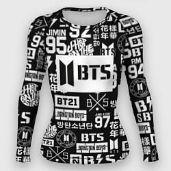 Рашгард женский Bangtan Boys pattern black, цвет: 3D-принт