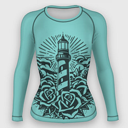Рашгард женский Маяк и розы, цвет: 3D-принт