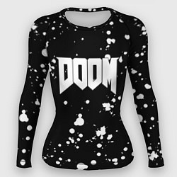 Рашгард женский Doom белые краски всплеск, цвет: 3D-принт