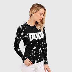 Рашгард женский Doom белые краски всплеск, цвет: 3D-принт — фото 2