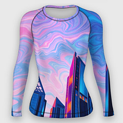 Рашгард женский Абстракция с небоскребами, цвет: 3D-принт