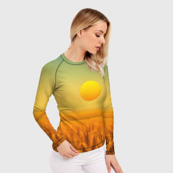 Рашгард женский Закат над пшеничным полем, цвет: 3D-принт — фото 2