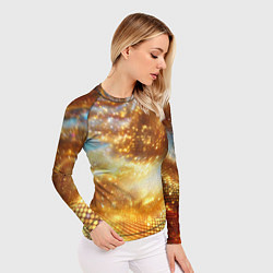 Рашгард женский Блестящая золотая текстура, цвет: 3D-принт — фото 2