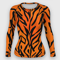 Рашгард женский Тигровый огненный паттерн, цвет: 3D-принт