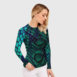 Рашгард женский Бирюзовая змеиная кожа, цвет: 3D-принт — фото 2