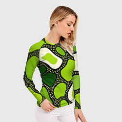 Рашгард женский Зеленая абстракция с кругами, цвет: 3D-принт — фото 2