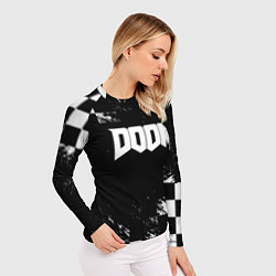 Рашгард женский Doom краски клетка, цвет: 3D-принт — фото 2