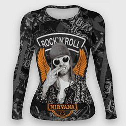 Женский рашгард Nirvana Курт Кобейн на фоне гитар